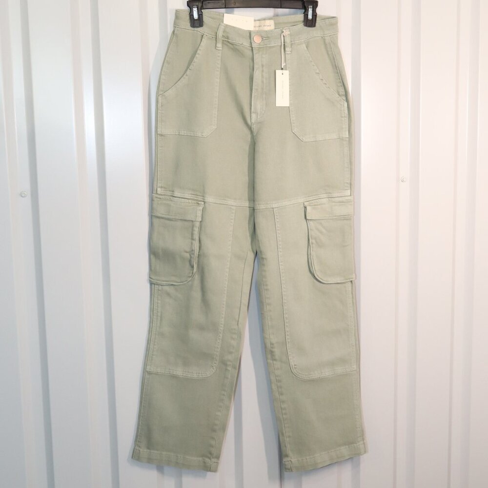 Gilded Intent Straight Leg Cargo Jeans in Light Sage Green